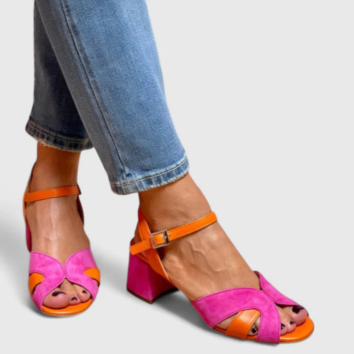 Women's Orthopedic Block Heels - Vibrant Pink & Everyday Comfort