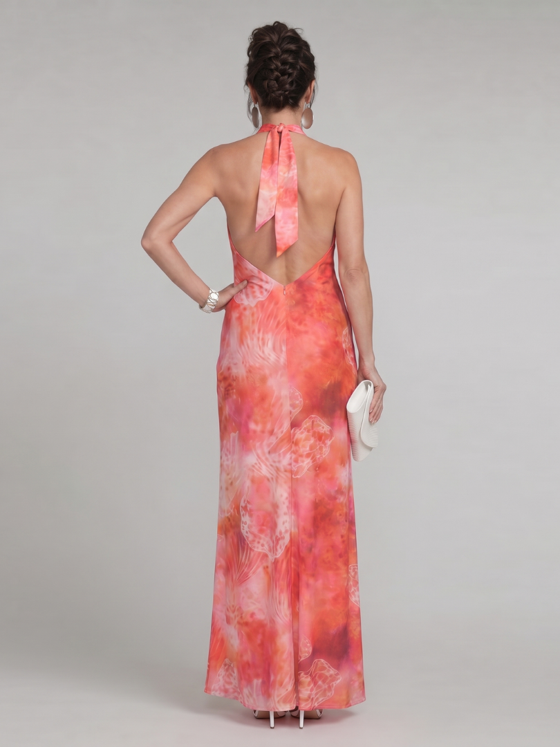 Women's Halter Neck Printed Maxi Dress – Effortless Elegance