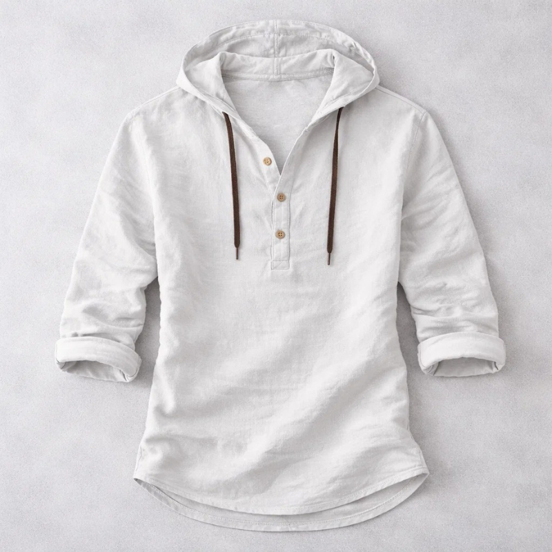 Men's Linen Hooded Overshirt – Breathable Summer Hoodie Shirt