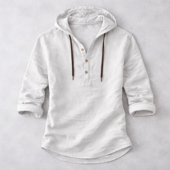 Men's Linen Hooded Overshirt – Breathable Summer Hoodie Shirt