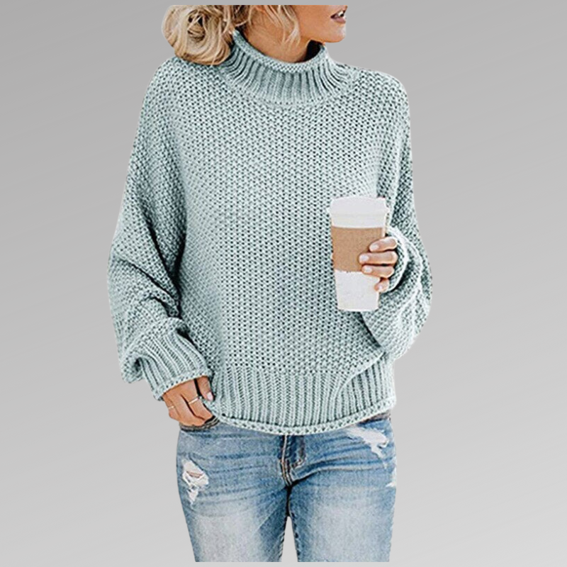 Women's High-Neck Pullover Sweater - Everyday Elegance