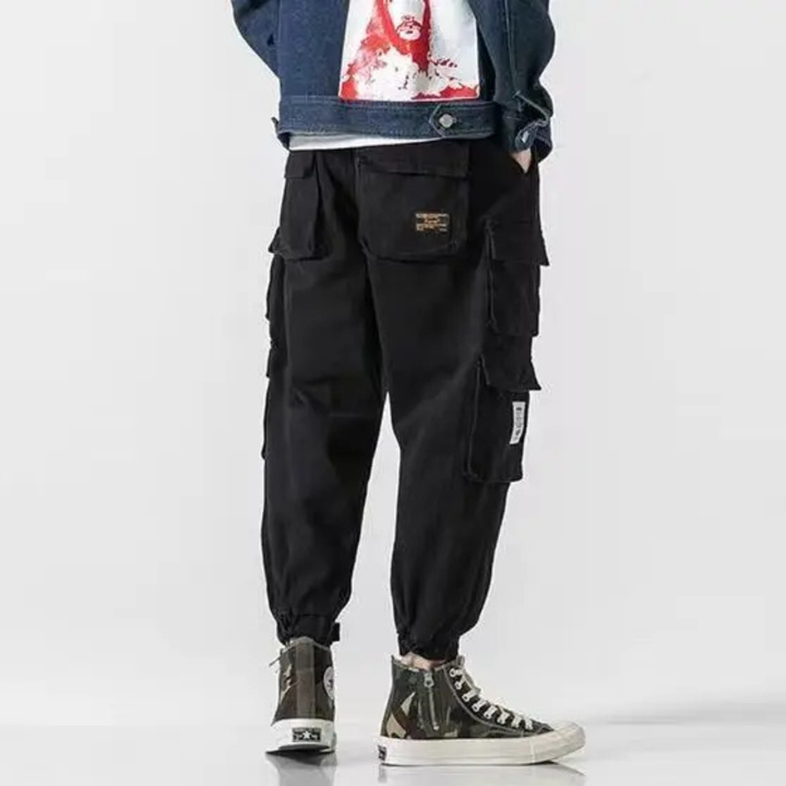 Men's Heavyweight Cotton Cargo Joggers – Tapered Utility Trousers