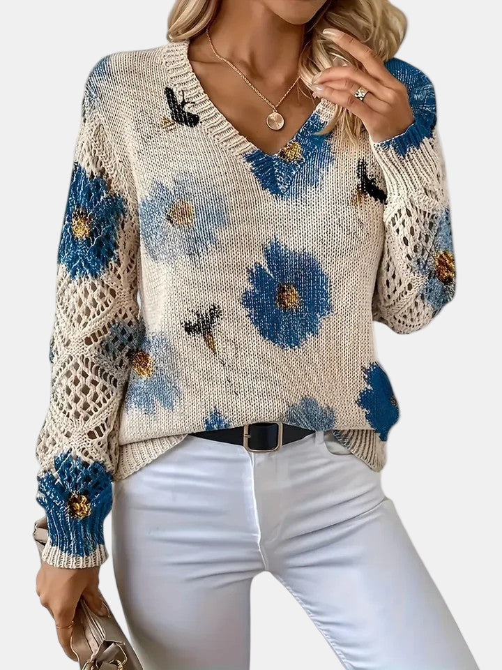 Women's Blooming Chic Knit Sweater - Effortless Everyday Elegance