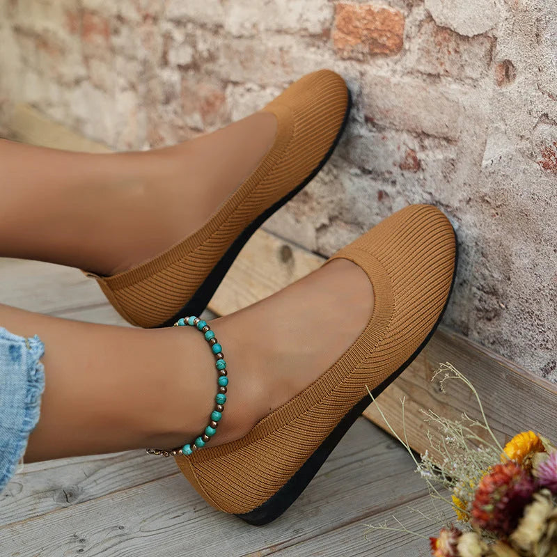 Women's Comfy Knit Ballet Flats - Everyday Elegance
