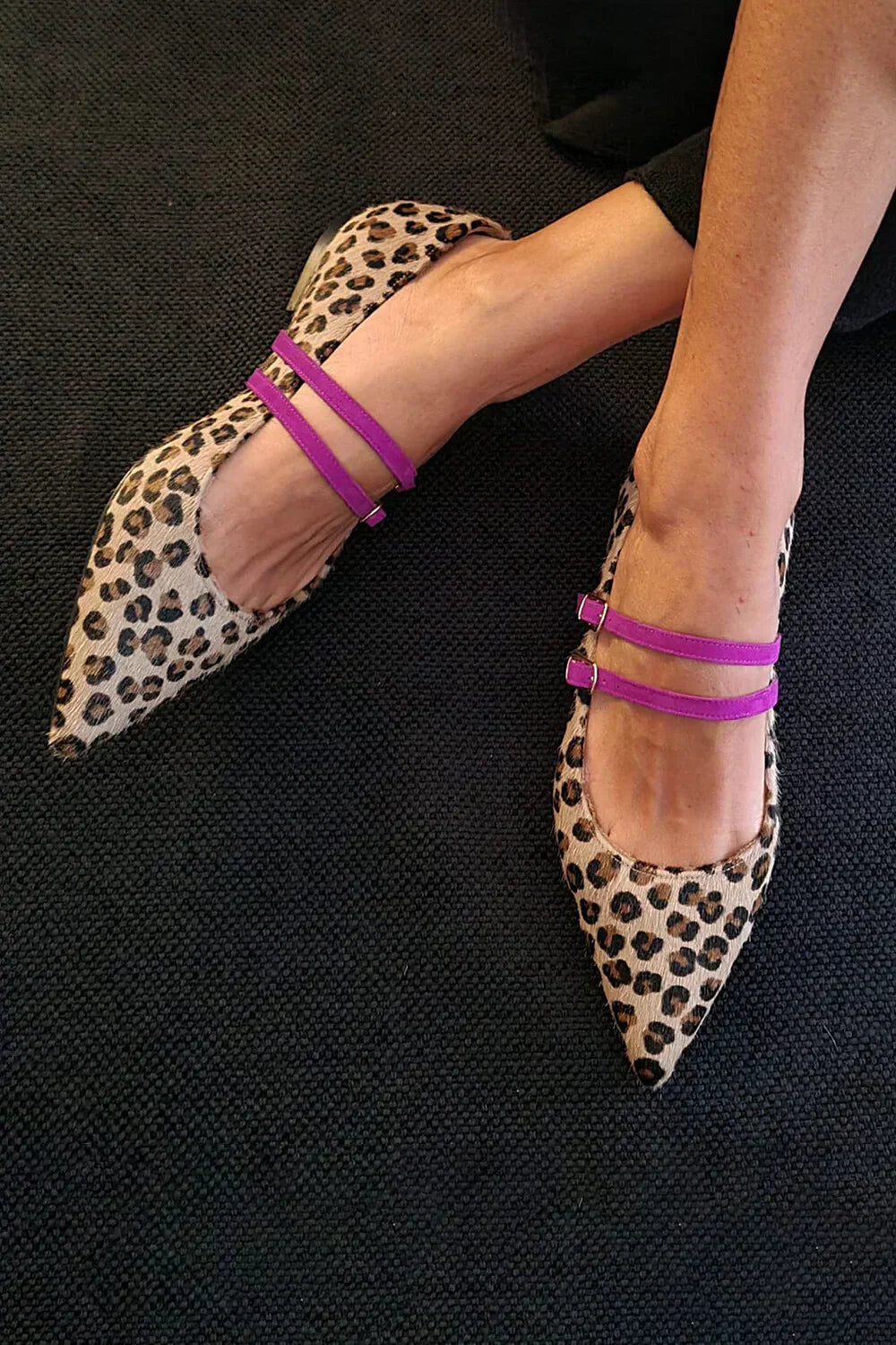Women's Leopard Print Strap Flats - Versatile Everyday Style