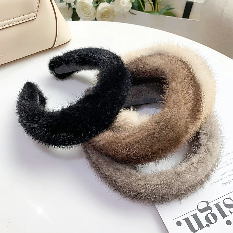 Women's Faux Fur Headband – Plush Winter Ear Warmer Accessory