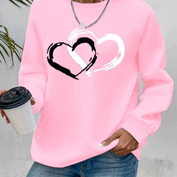 Women's Double Heart Graphic Sweatshirt - Casual & Playful