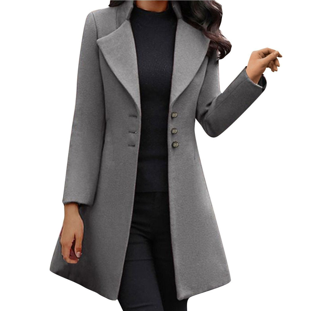 Women's Long-Sleeve Wool Coat - Timeless Winter Elegance