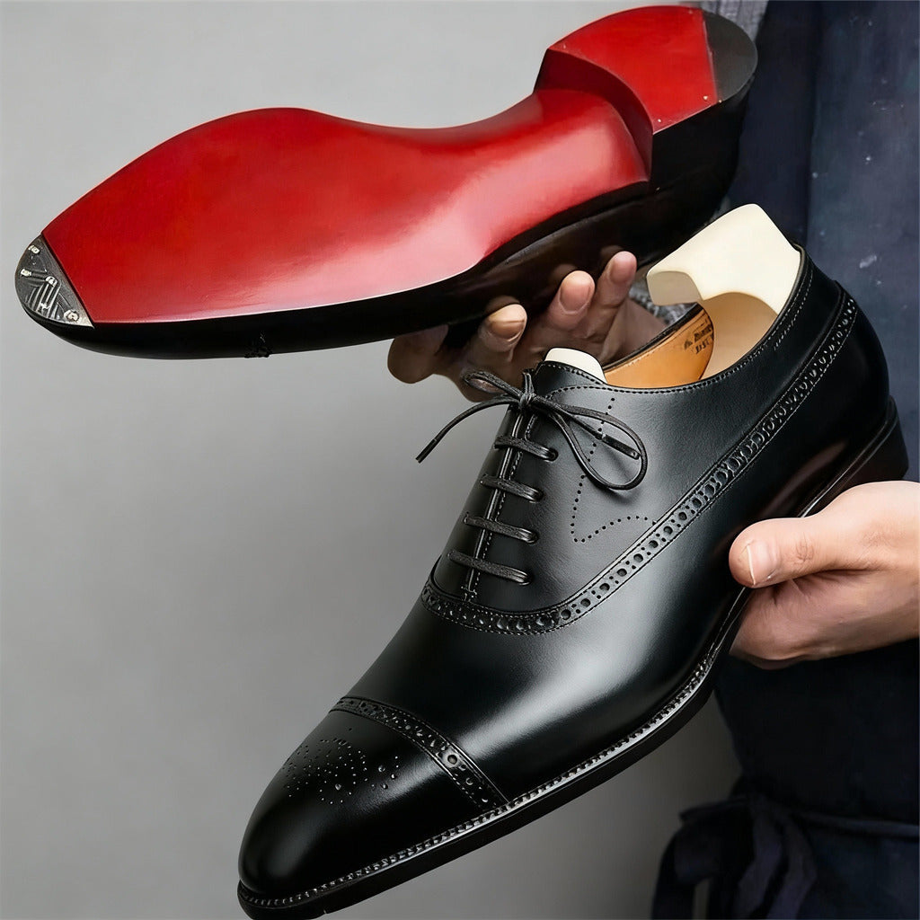Women's Leather Brogue Oxford Dress Shoes - Classic Formal Style