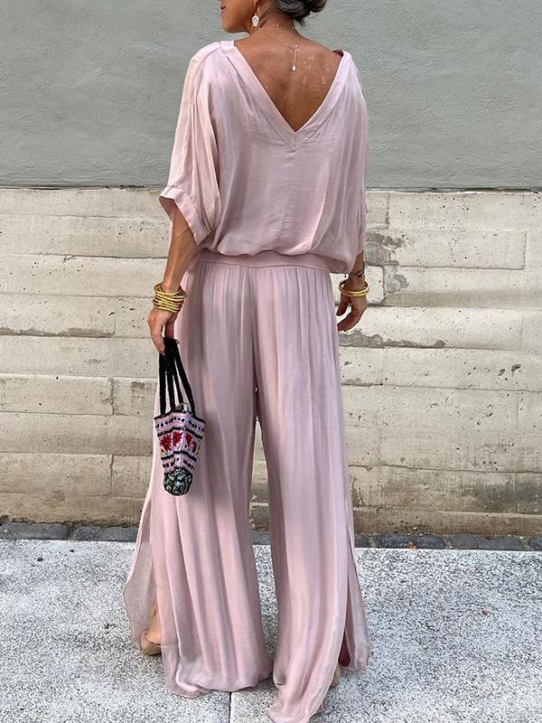 Women's Chiffon Wide-Leg Pants Two-Piece Set - Elegant & Breezy