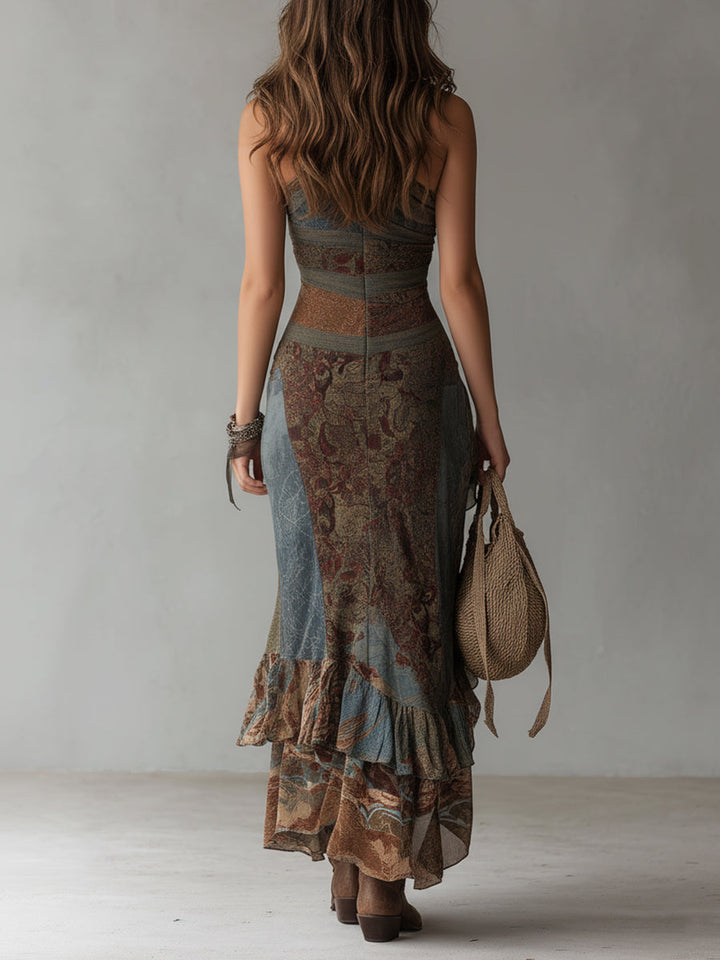 Women's Vintage Floral Maxi Dress - Effortless Summer Style