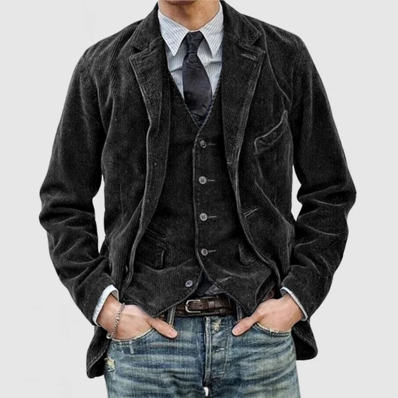 Women's Vintage Jacket & Vest - Two-in-One Layering Set