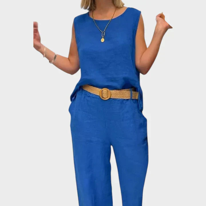 Women's Bohemian Top & Cropped Pants Set - Summer Boho-Chic