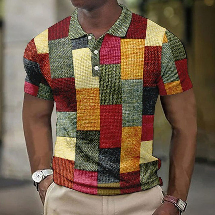 Men's Checkered Polo Shirt - Effortless Smart-Casual Style