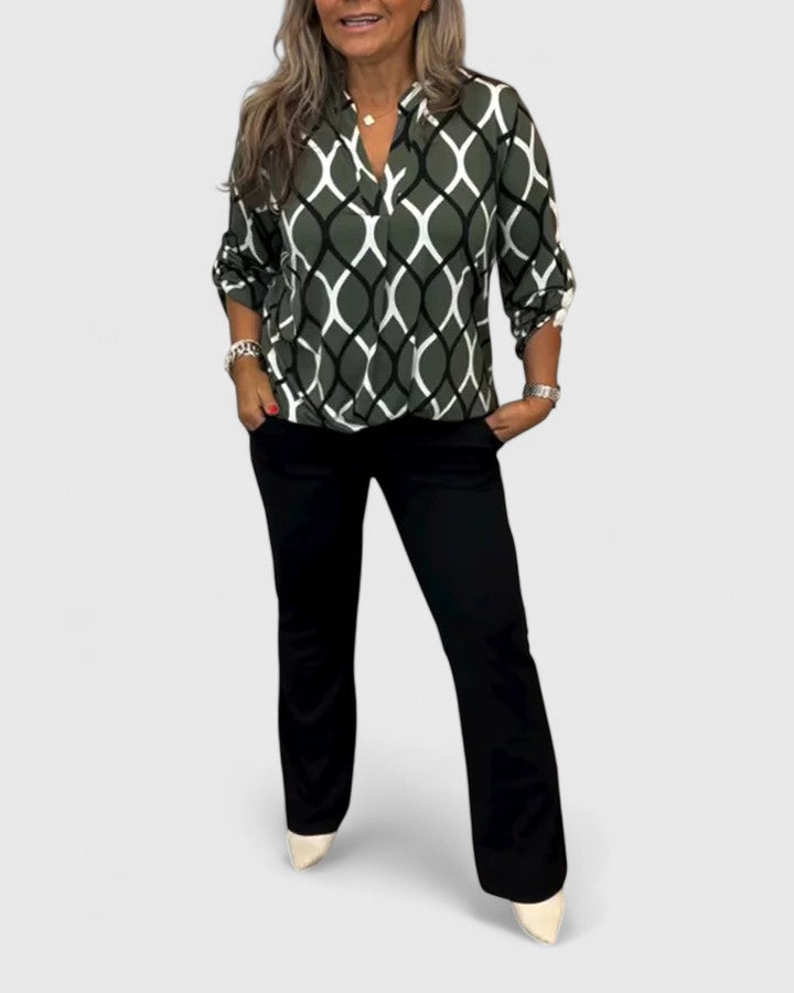 Women's Geometric Print Blouse - Effortless Style for Any Occasion