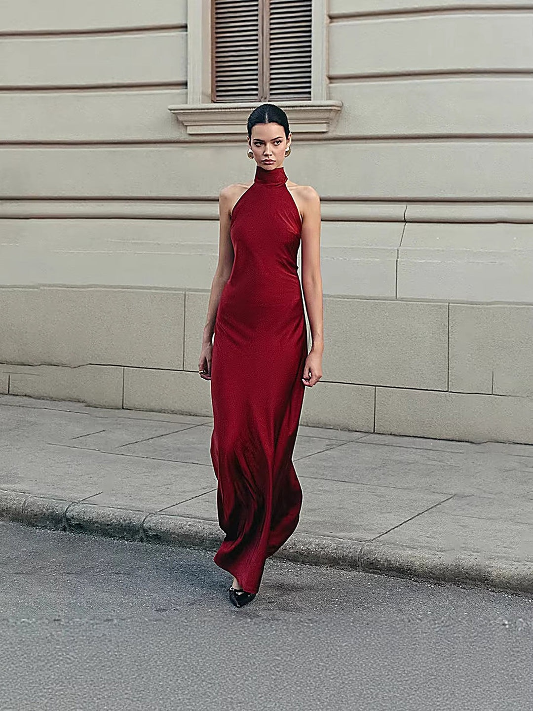 Halter Neck Backless Mermaid Evening Gown