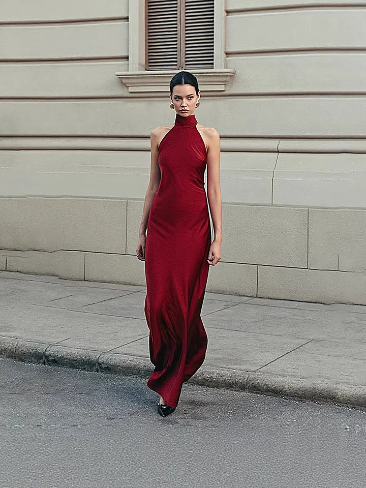 Halter Neck Backless Mermaid Evening Gown