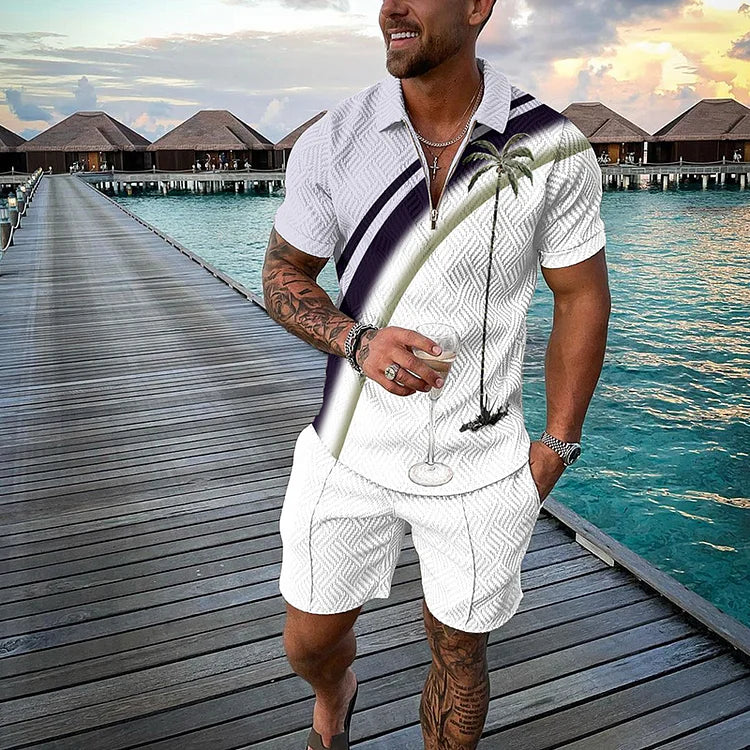 Women's Liam Printed Polo Shirt and Shorts Set - Summer Vacation