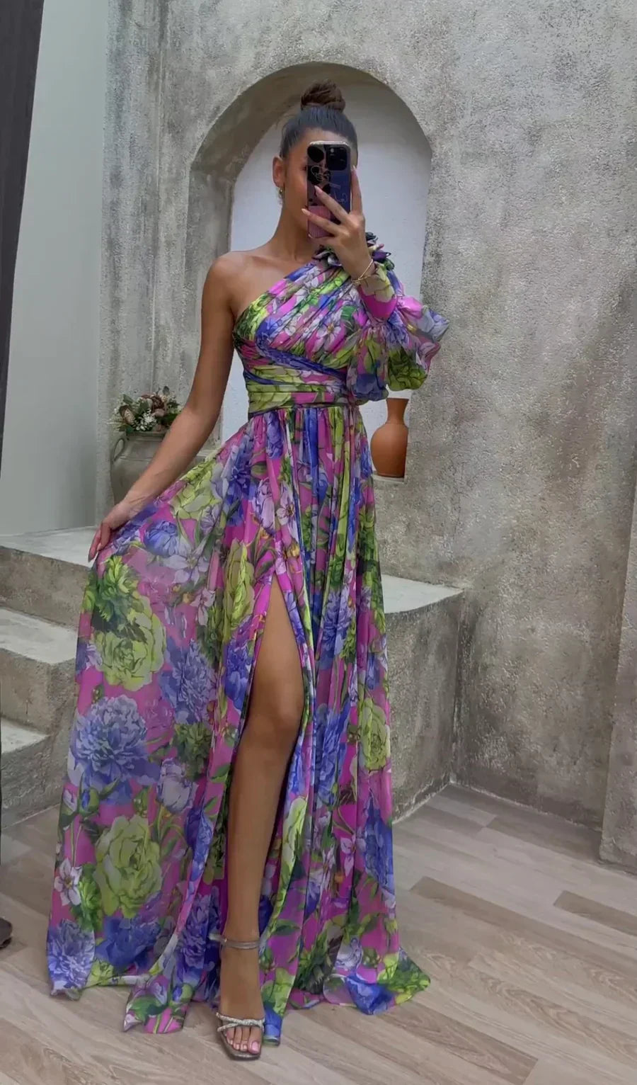 Women's Blossom Drama Maxi Dress - Elegant Wedding Guest