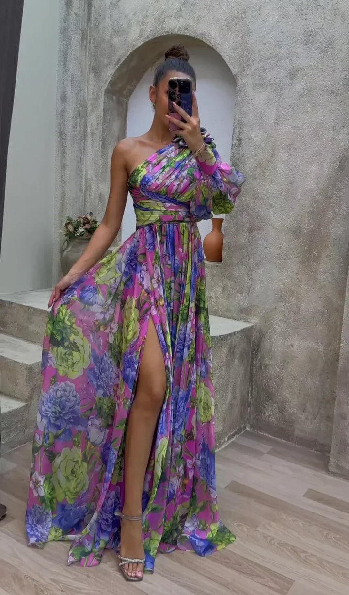 Women's Blossom Drama Maxi Dress - Elegant Wedding Guest