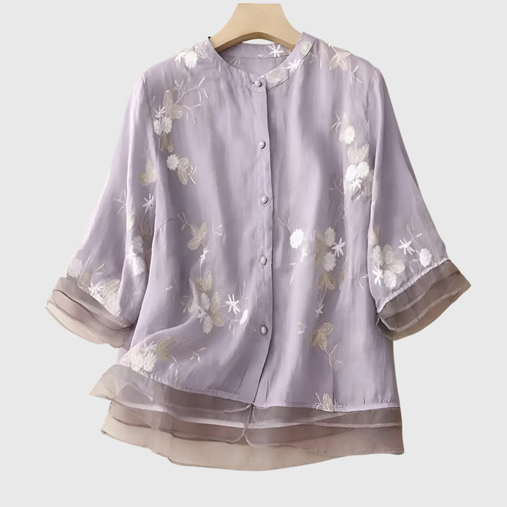 Women's Embroidered Floral Elegant Blouse - Everyday Elegance