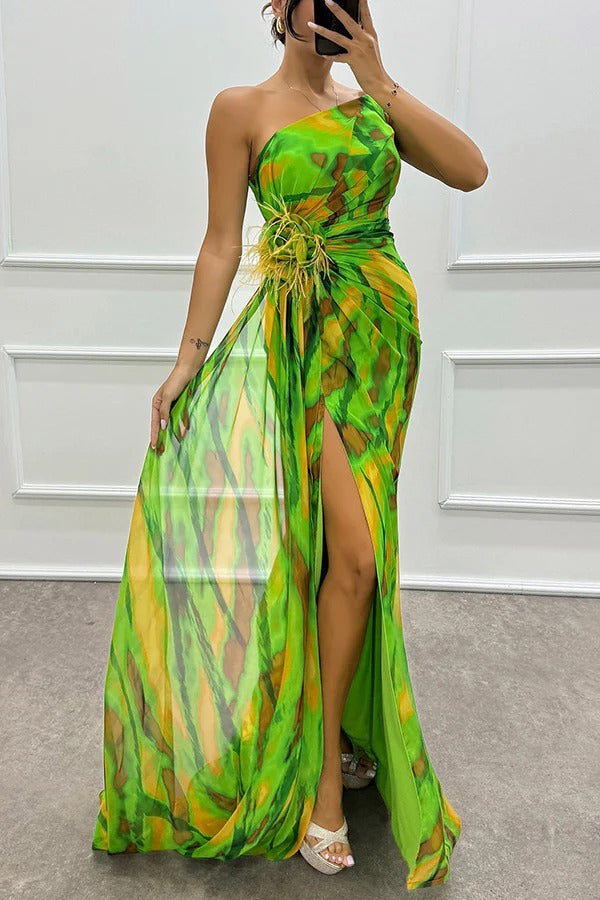 Women's Vibrant Draped Dress - Striking Summer Soirée