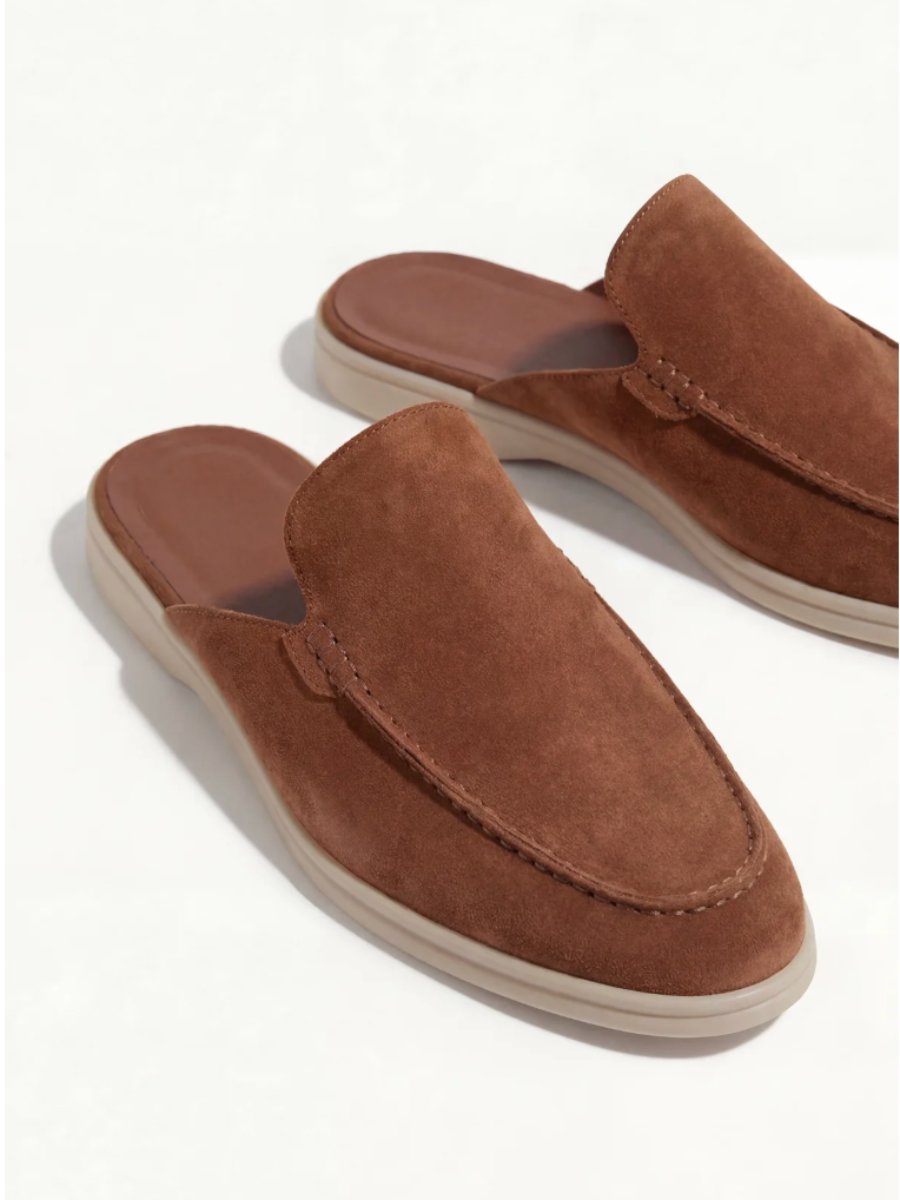 Men's Leather Slip-On Mules – Yacht Loafers – Maroon