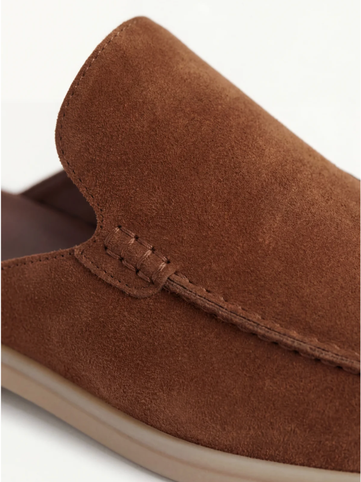 Men's Leather Slip-On Mules – Yacht Loafers – Maroon