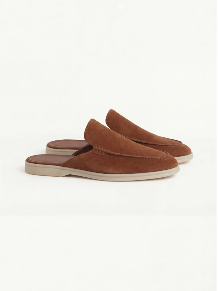 Men's Leather Slip-On Mules – Yacht Loafers – Maroon