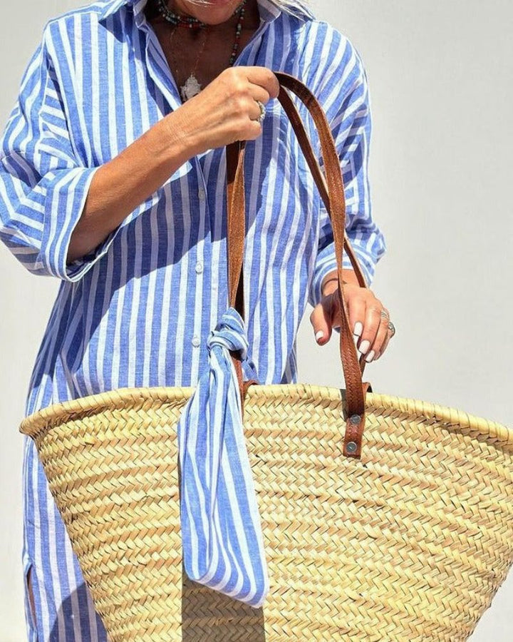 Women's Striped Linen Shirt Dress - Breezy Summer Style