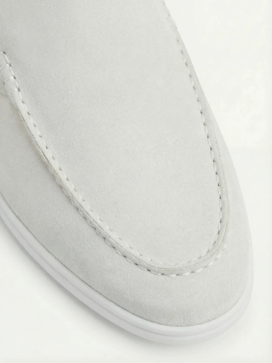 Men's Leather Slip-On Mules – Yacht Loafers – White