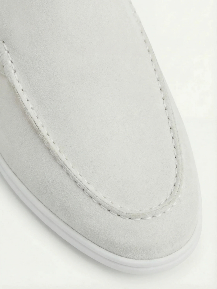 Men's Leather Slip-On Mules – Yacht Loafers – White