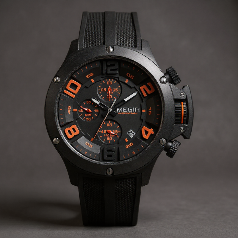 Men's 47mm Chronograph Watch – Bold Sport Wristwatch