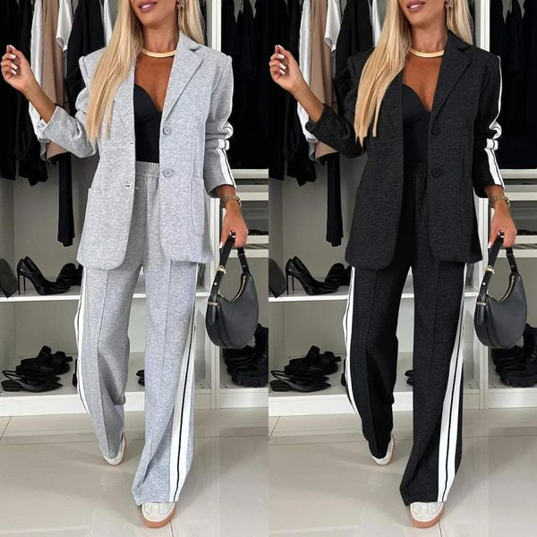 Women's Striped Suit Set - Effortless Office to Casual