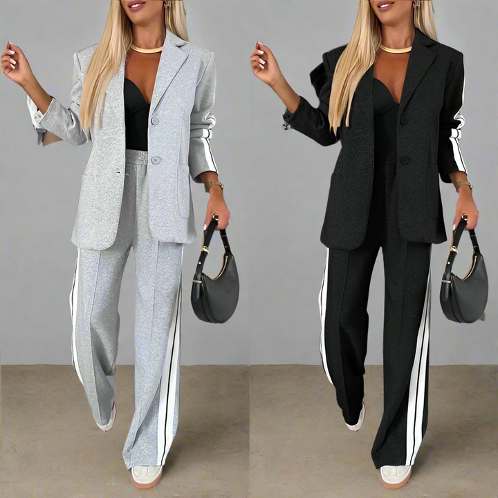 Women's Striped Suit Set - Effortless Office to Casual