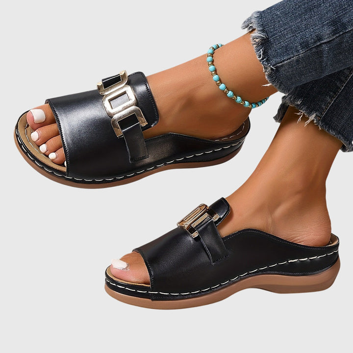 Women's Kathryn Buckle Sandals - Comfort and Style