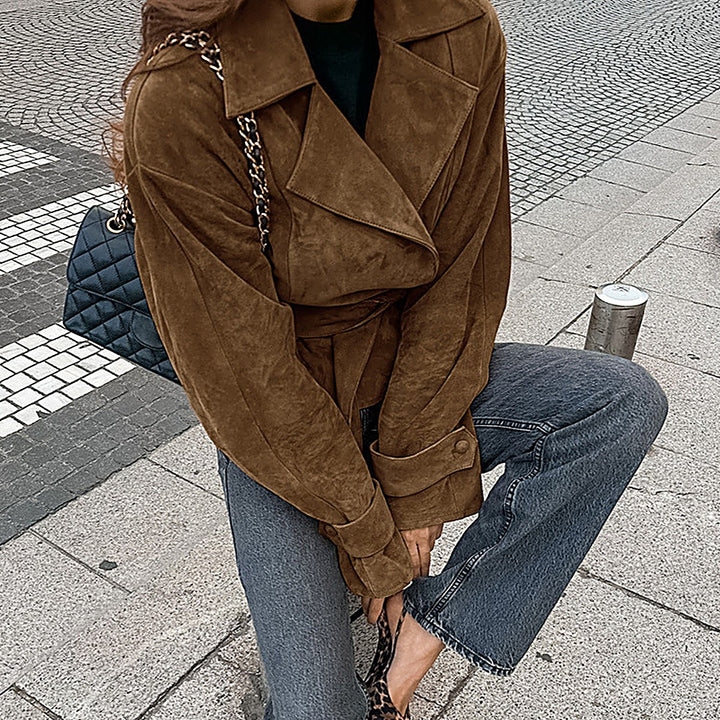 Suede Suit-Collar Casual Jacket