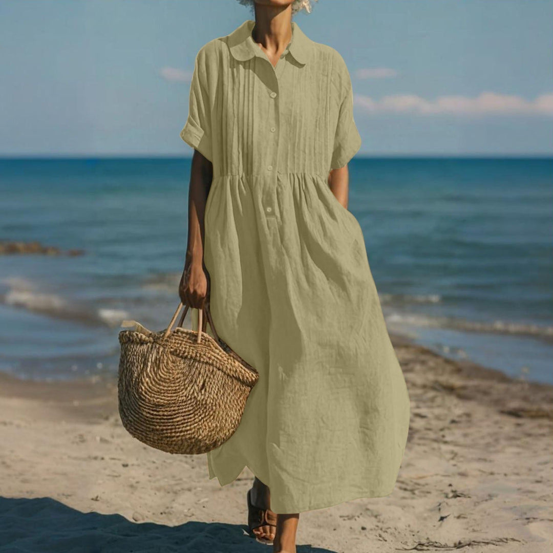 Women's Cotton Button Shirt Dress - Effortless Beauty for Warm Days