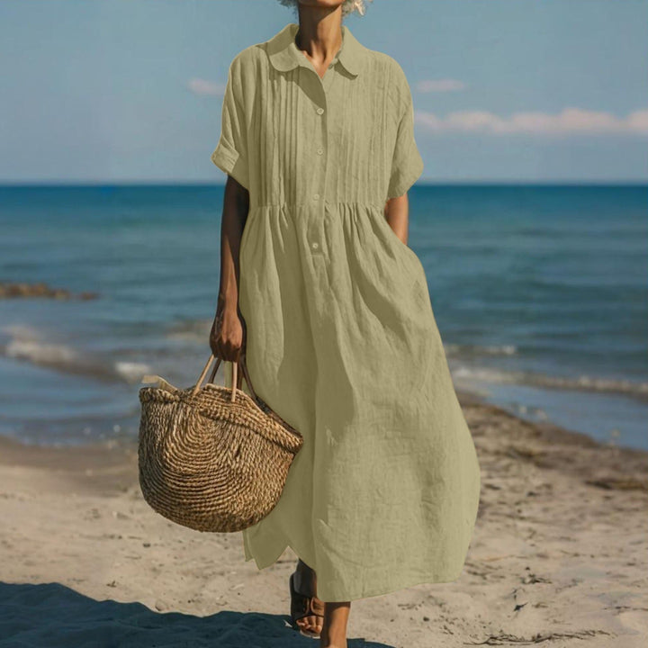 Women's Cotton Button Shirt Dress - Effortless Beauty for Warm Days