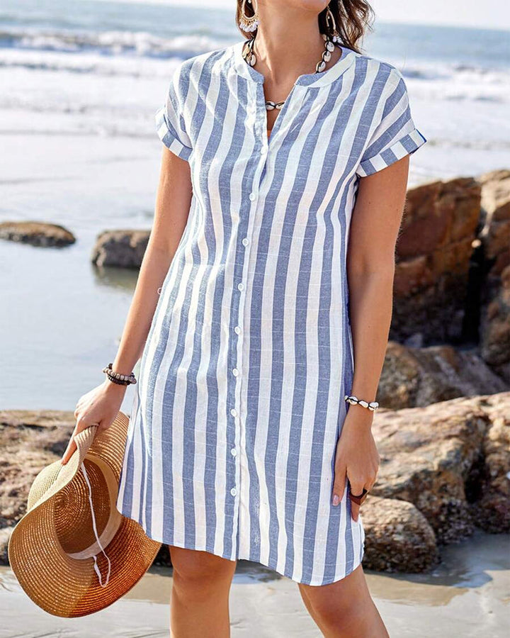Women's Striped Shirt Dress - Breezy Everyday Elegance