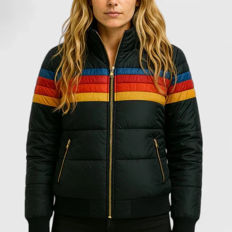 Women's Quilted Retro Puffer Jacket - Cozy Winter Style