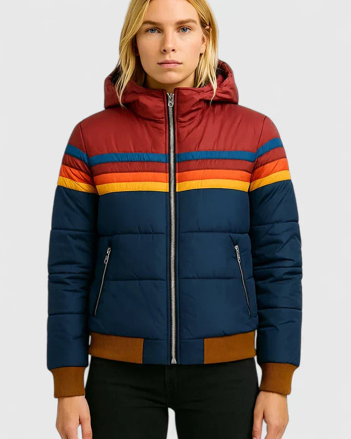 Women's Quilted Retro Puffer Jacket - Cozy Winter Style
