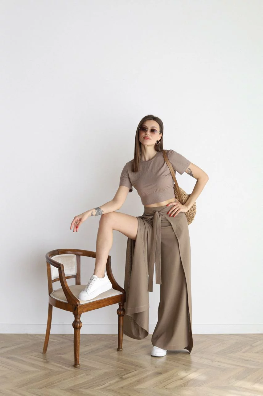 Women's High-Waisted Linen Wide Trousers - Effortless Elegance