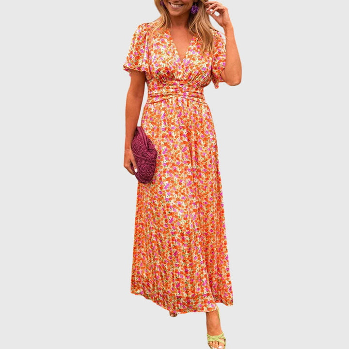 Women's Floral V-Neck Summer Dress - Breezy & Elegant