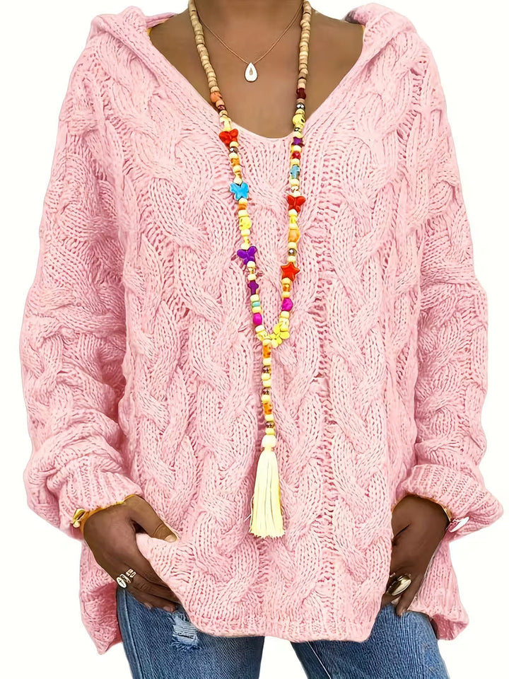 Women's Isla Chunky Knit Hooded Sweater - Cozy Cable-Knit