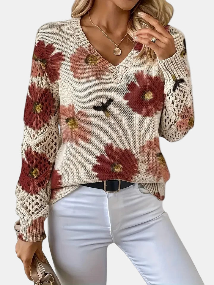 Women's Blooming Chic Knit Sweater - Effortless Everyday Elegance