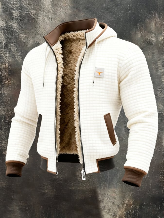 Men's Sherpa-Lined Bomber Jacket – Fleece Warmth, Leather Trim