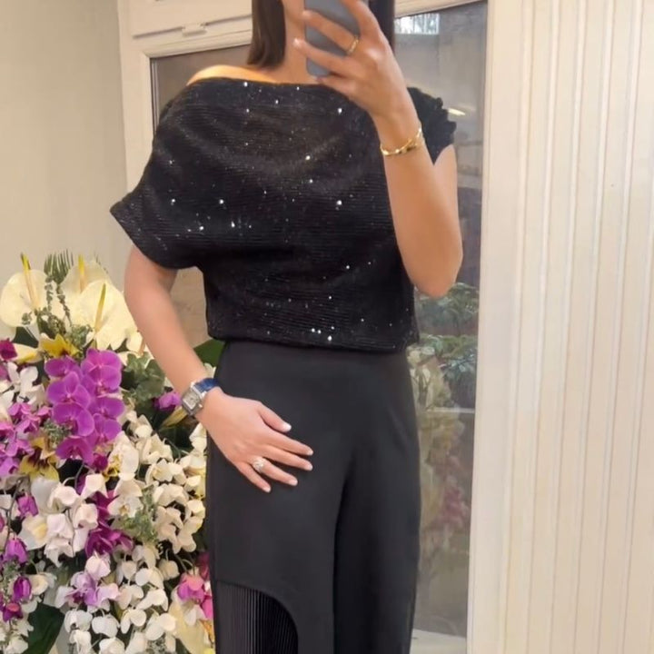 Women's Sequined Two-Piece Set - Elegant Evening Outfit