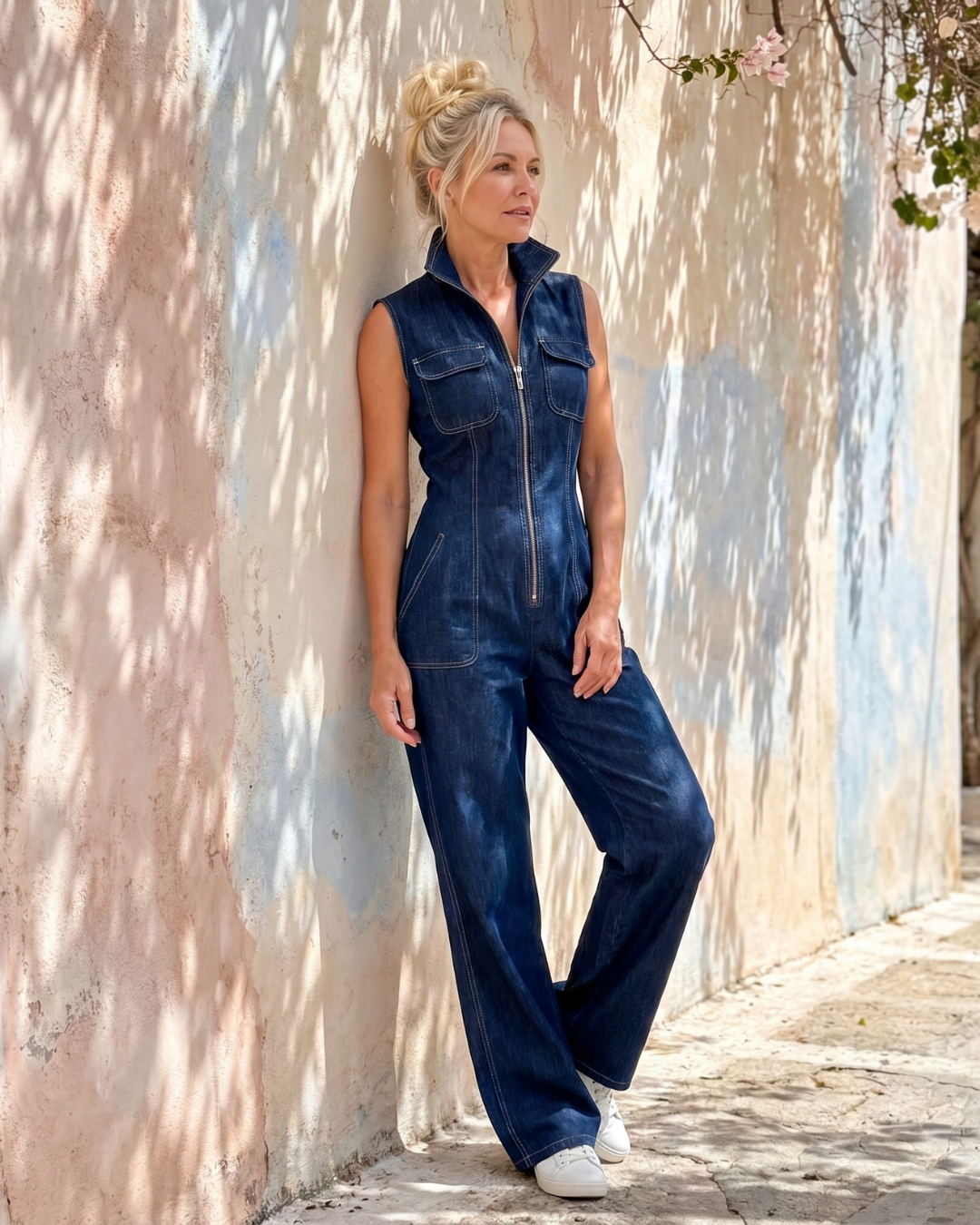 Women's Denim Wide Leg Jumpsuit - Effortless Everyday Style