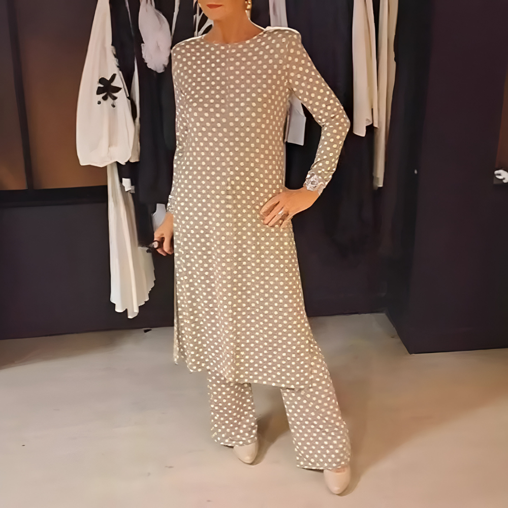 Women's Polka Dot Two-Piece Set - Vintage Charm for Everyday Elegance